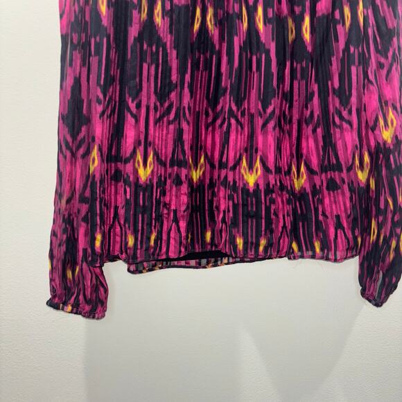 Marie Oliver Silk Top- 100% Silk Boho Print Blouse - Picture 9 of 15